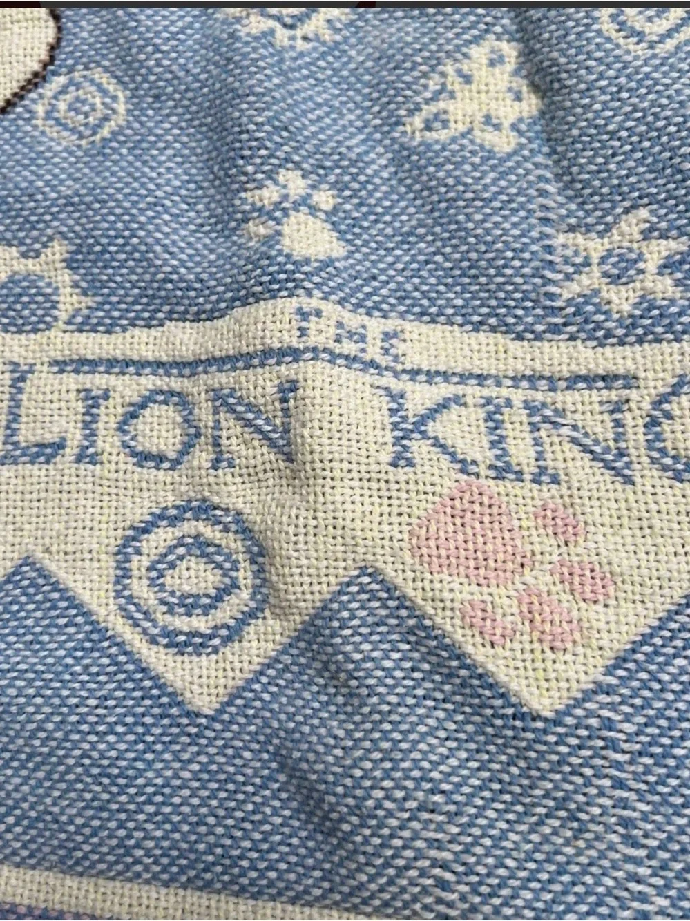 RARE Vintage 90’s Disney The Lion King Simba Woven Tapestry Throw Blanket 30x46”